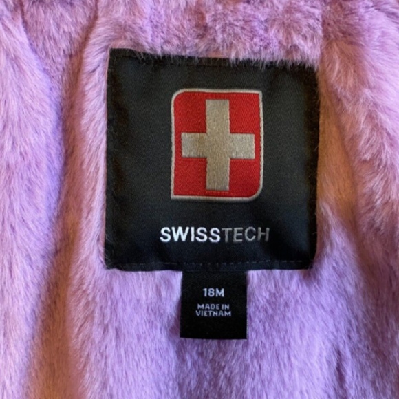 Girls’ Swiss Tech White and light purple Winter Puffer Jacket Coat 18 Months - Picture 6 of 8